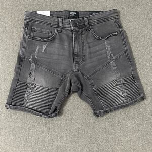 NWT Cotton On Straight Black Shorts Moto Ripped Distressed Size 30 Men